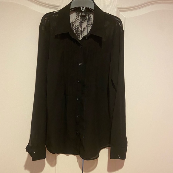 F21 black blouse long sleeve - Picture 1 of 6